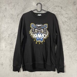Kenzo Paris Tiger Embroidered Cotton Crewneck Sweatshirt Designer Logo XL Grunge